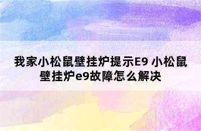 我家小松鼠壁挂炉提示E9 小松鼠壁挂炉e9故障怎么解决